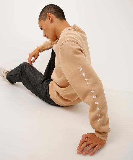 blusa de moletom careca estampado bege P