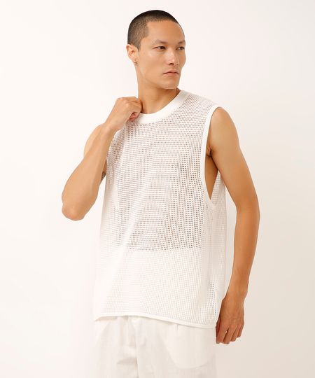 regata machão de tricot off white PP