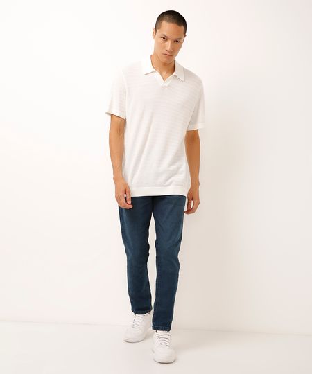 calça slim jeans com bolsos azul 40
