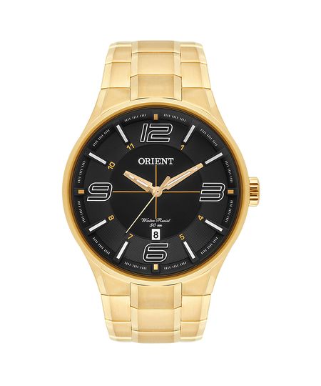 relógio orient analógico calendário mgss1136 p2kx dourado UNICO