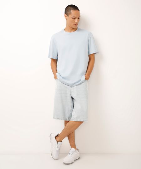 bermuda baggy jeans azul 36