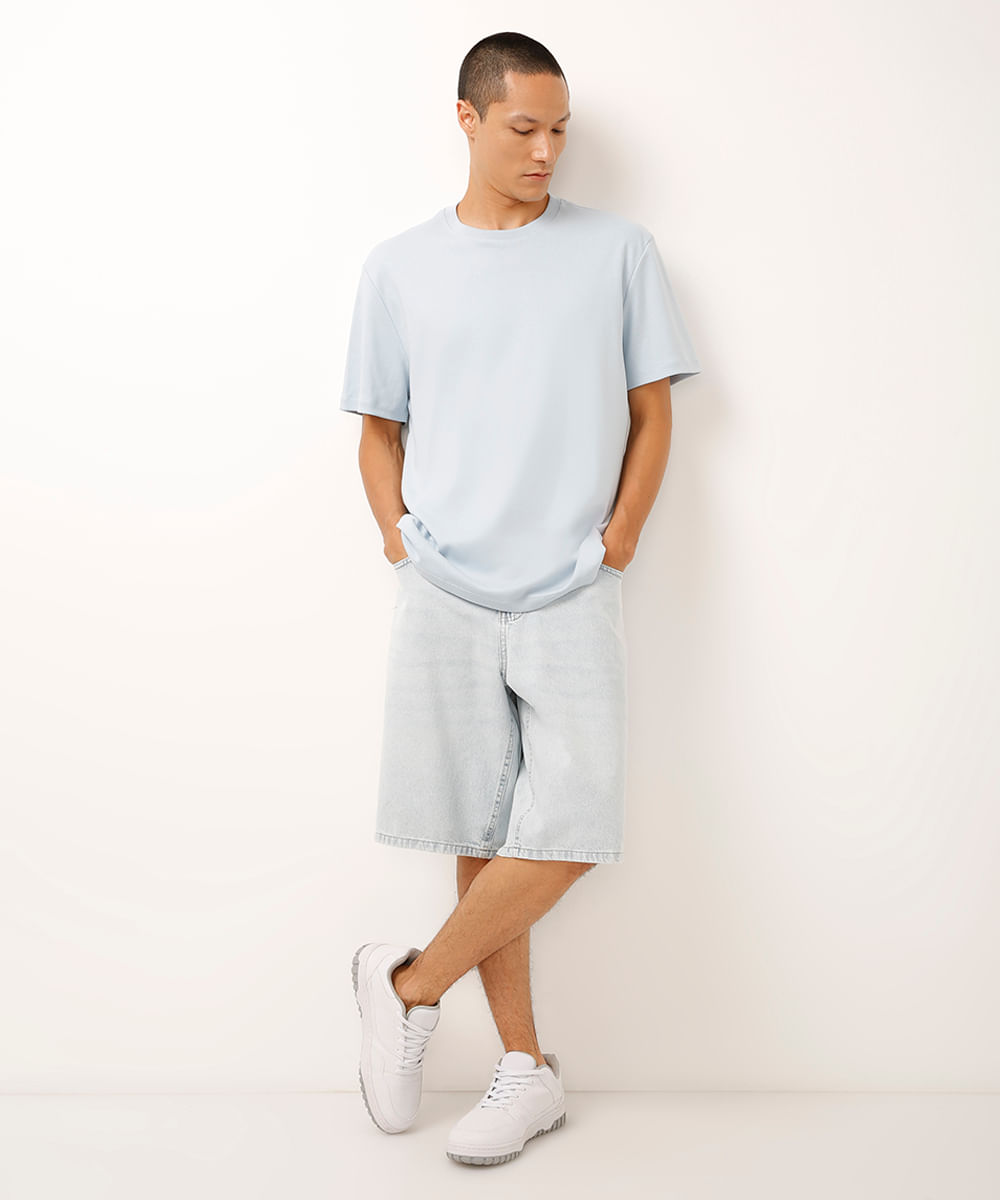 bermuda baggy jeans azul