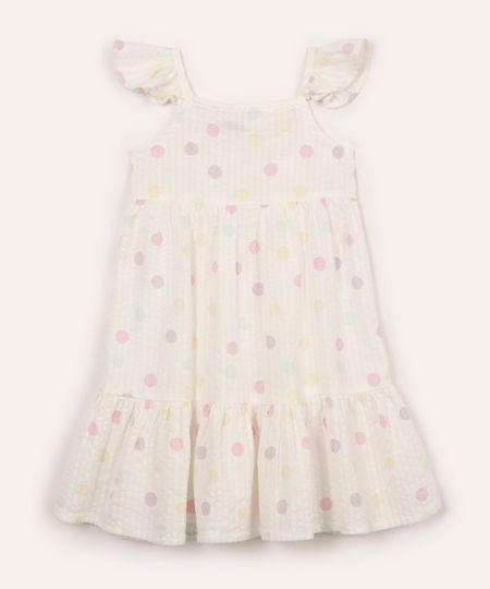 vestido infantil de algodão poá colorido 3