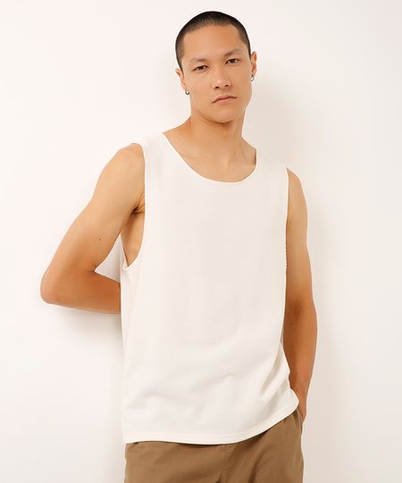 regata machão de tricot texturizada off white M