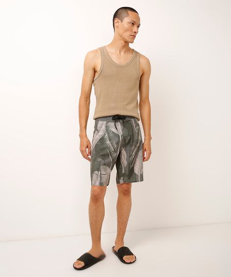 short boardshort folhagem verde 44