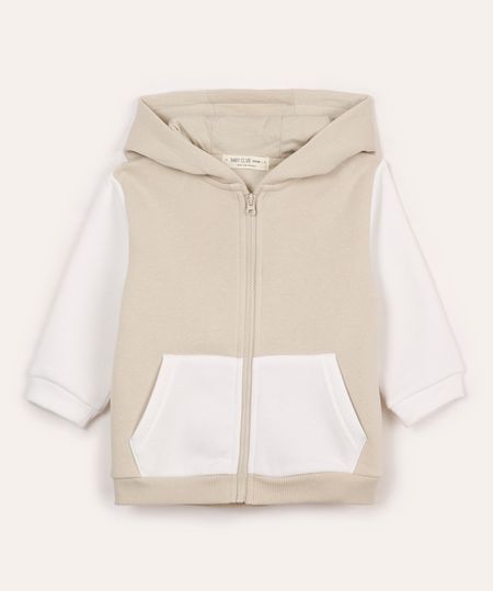 blusão de moletom infantil com capuz bicolor branco 2