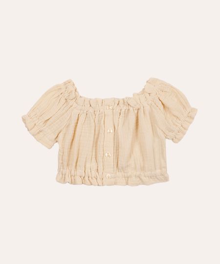cropped infantil de algodão texturizado bege 3 cropped infantil de algodão texturizado bege 3