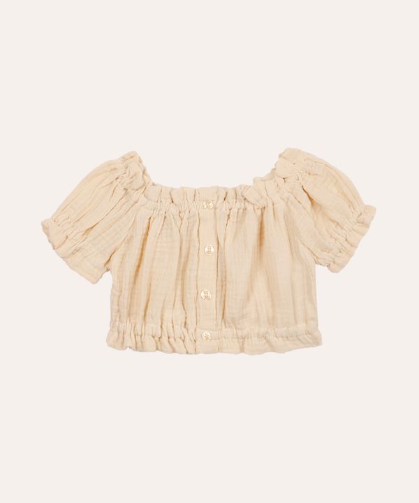 cropped infantil de algodão texturizado bege 2