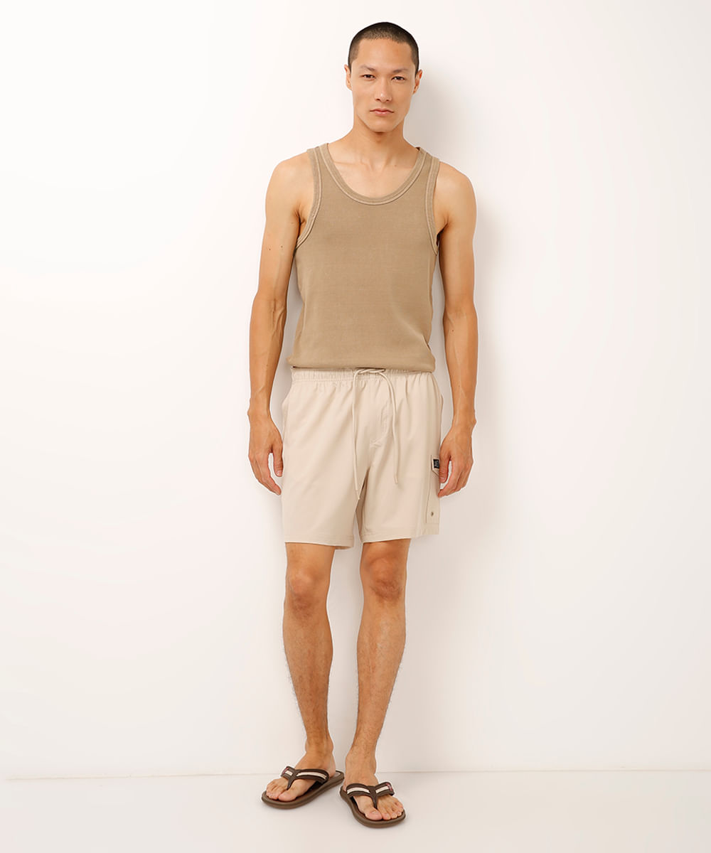 short cargo cós com cordão - areia