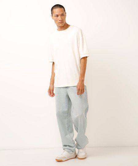 calça baggy jeans azul 36