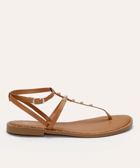 rasteirinha com tachas via uno marrom 38 rasteirinha com tachas via uno marrom 38