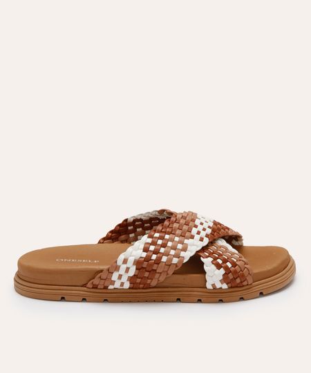 rasteirinha flatform tiras trançadas oneself marrom 34