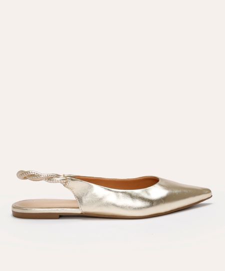 sapatilha bico fino oneself dourada 34