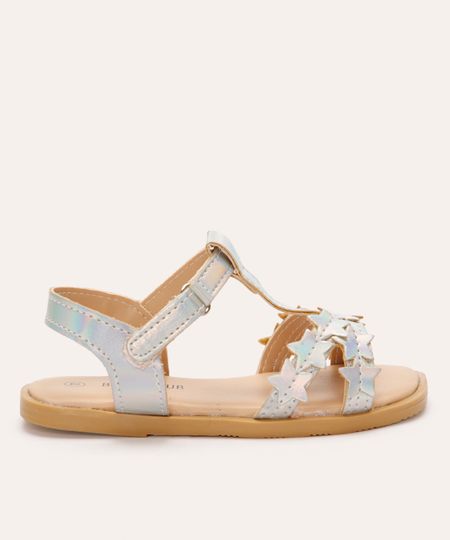 rasteirinha infantil holográfica com estrelinha prateada 26 rasteirinha infantil holográfica com estrelinha prateada 26