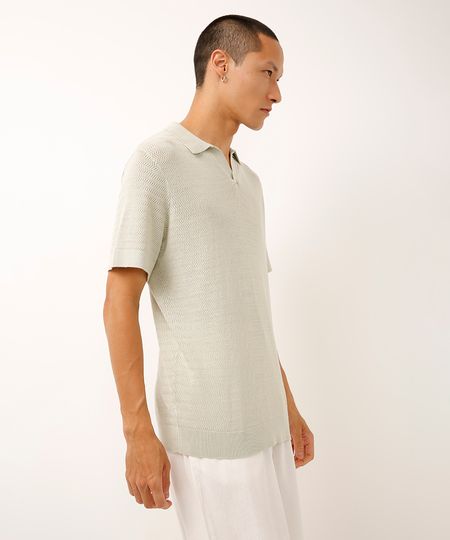 polo de tricot manga curta verde GG