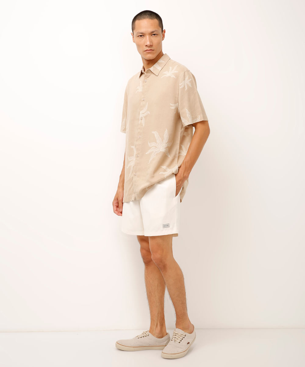 bermuda de suede com bolsos off white