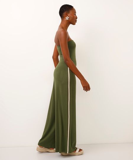 macacão sem alça de viscose verde G