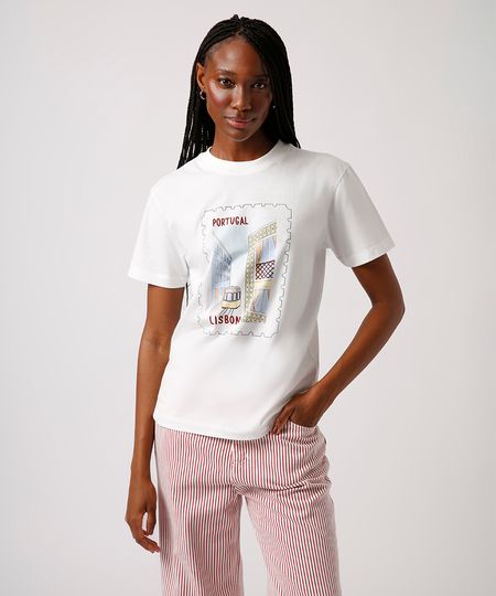 camiseta de algodão portugal mindset off white PP