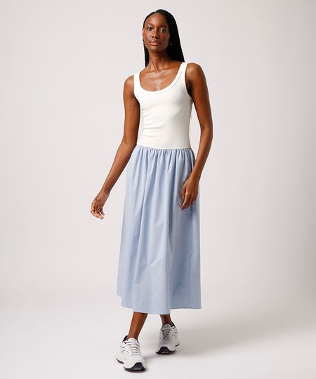 vestido midi xadrez mindset azul GG