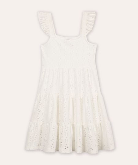 vestido infantil de laise com babados off white 4