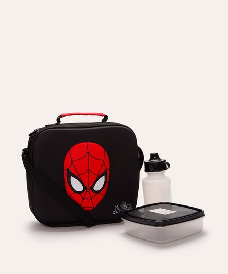 lancheira térmica infantil homem aranha preta UNICO