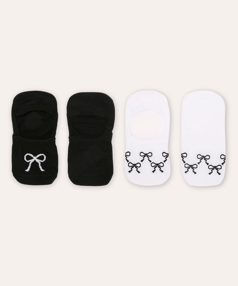 kit de 2 meias cano invisível lacinhos colorida kit de 2 meias cano invisível lacinhos colorida