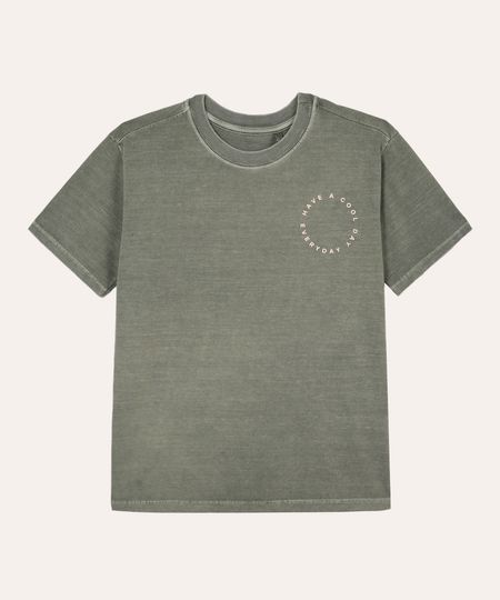 camiseta de algodão infantil have a cool day everyday verde 12