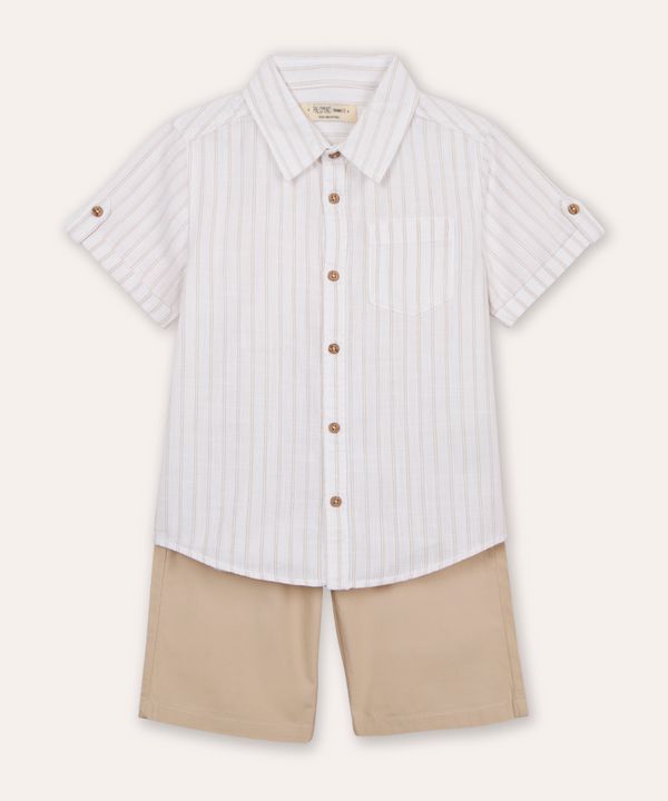 conjunto de algodão infantil listrado branco 12