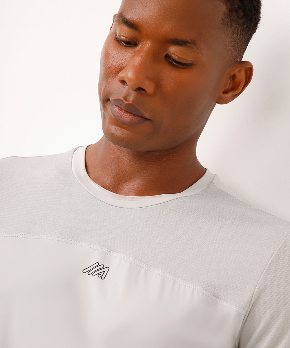 camiseta slim manga curta com recortes esportiva ace cinza