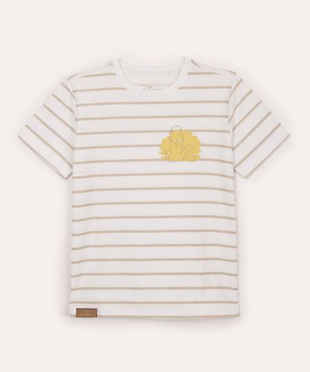 camiseta infantil de algodão o rei leão listrada bege 12 camiseta infantil de algodão o rei leão listrada bege 12