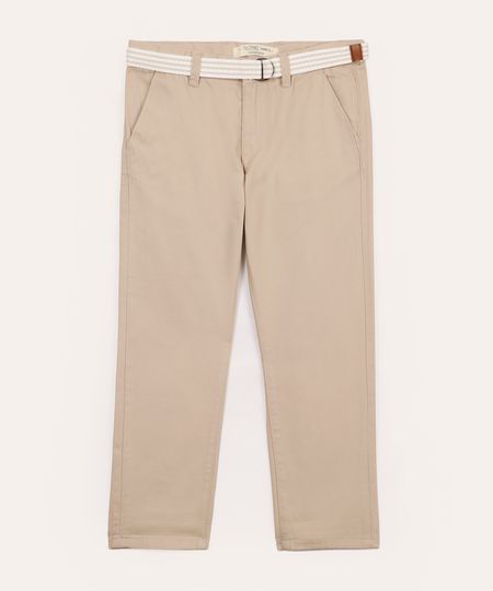 calça infantil de sarja com cinto bege 8