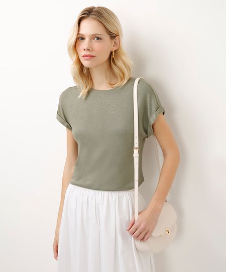 blusa de viscose canelada verde PP