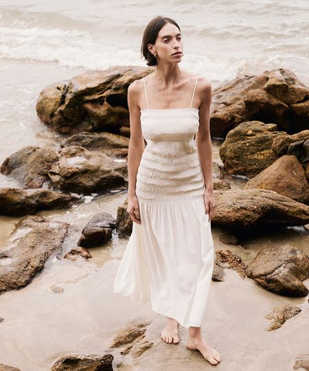 vestido longo de viscose com lastex mindset off white GG