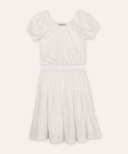 conjunto infantil de laise off white 4 conjunto infantil de laise off white 4