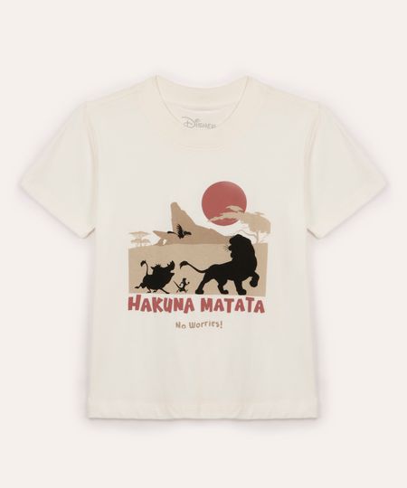 camiseta infantil de algodão hakanu matata off white 4