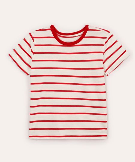 camiseta de algodão infantil listrada vermelha 3