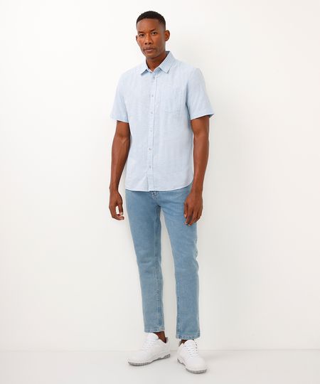 calça slim jeans com bolsos azul 48