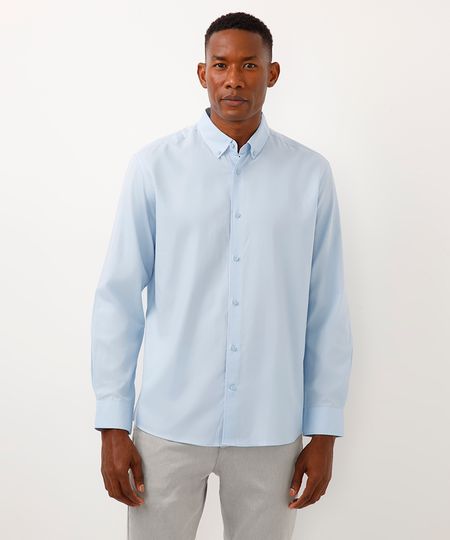 camisa social de algodão manga longa azul M camisa social de algodão manga longa azul M