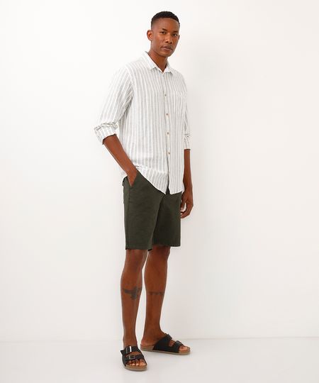 bermuda de alfaiataria com linho verde 50 bermuda de alfaiataria com linho verde 50