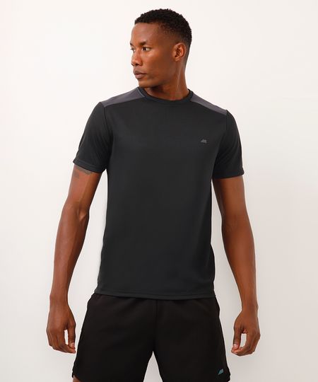 camiseta masculina esportiva ace manga curta com recorte bicolor cinza G