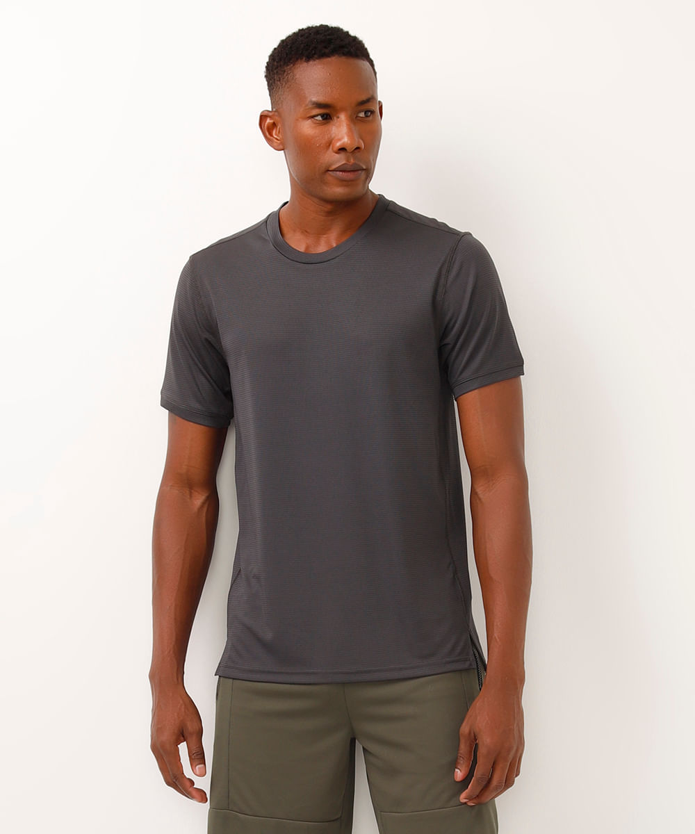camiseta quadriculada esportiva ace cinza
