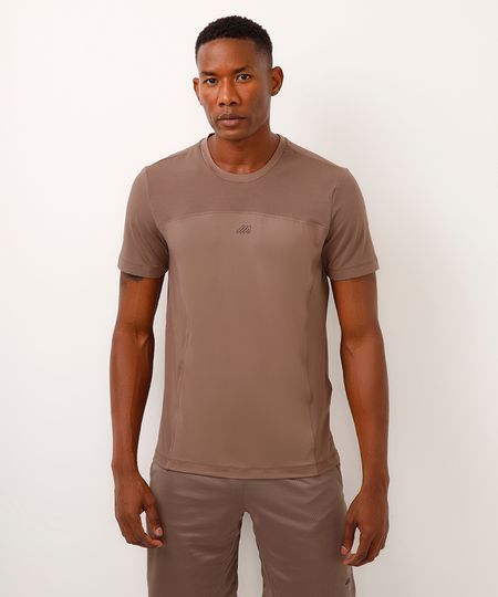 camiseta slim manga curta com recortes esportiva ace marrom M