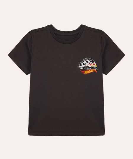 camiseta de algodão infantil hot wheels cinza 1