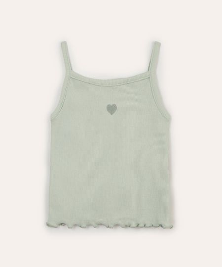 blusa de algodão infantil alça fina coração verde 5