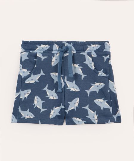 short de algodão infantil tubarão azul 3