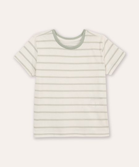 camiseta de algodão infantil listrada verde 5