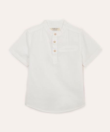 camisa com linho infantil manga curta branca 4