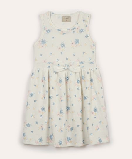 vestido infantil com laço floral off white 8