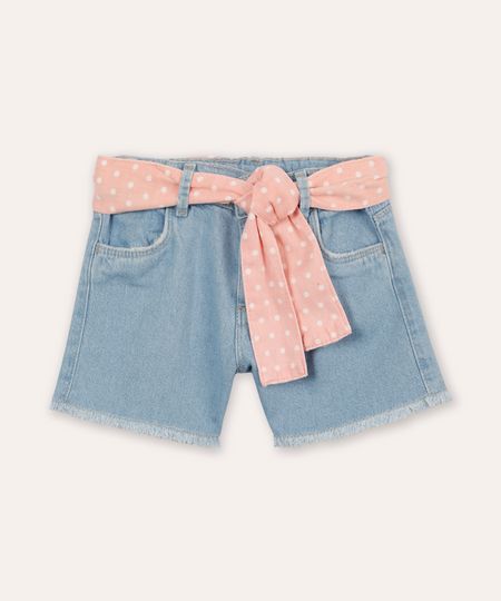 short mom infantil jeans com cinto faixa azul 4