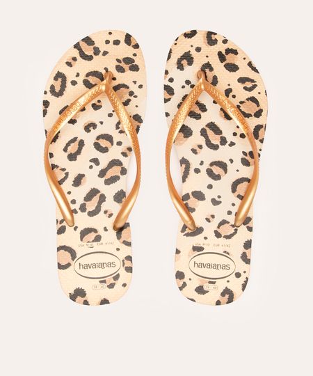 chinelo havaianas slim animal print bege 37-38 chinelo havaianas slim animal print bege 37-38